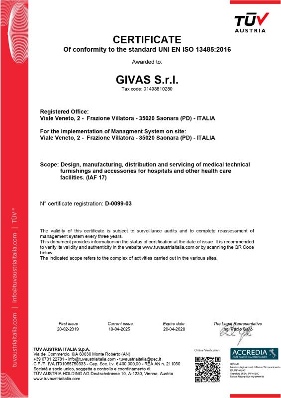 ISO 13485 до 20.04.2028 - GIVAS